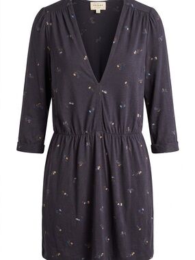 Sessun Navy Floral Print Long Sleeve V-Neck Dress